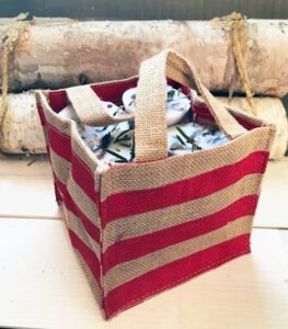 SET OF 16 Firestarters, Holiday Edition Red Stripe Burlap Bag Fire Starters, Rustic Firestarters, Holiday Housewarming, Farmhouse Gift