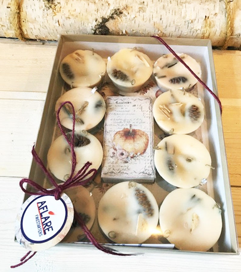 il_794xN.2617270329_94j4.jpg SET OF 10 FIRESTARTERS Autumn Housewarming Gift, Indoor Woodstove Fireplace Fire Starters, Autumn Hygge Harvest Housewarming - Image 1