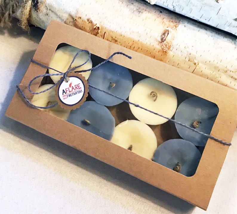 il_794xN.3401794243_74t7.jpg GIFT BOX 8 Mini Fire Starters, Slate and Ecru Firestarters, Fireplace Housewarming Gift - Image 1