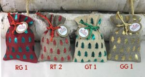 3 BAGS X-MAS Tree Burlap Pouches - Image 2