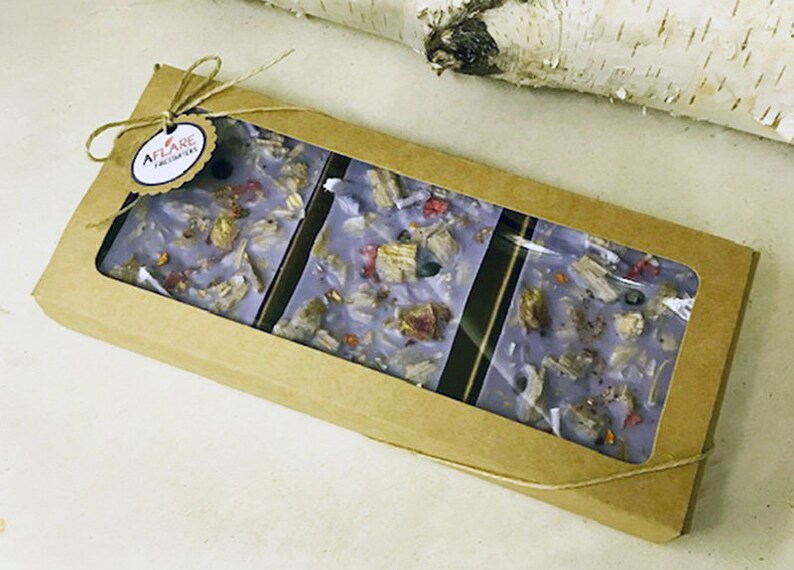 il_794xN.3561659195_6n6g.jpg FIRE STARTER TRIO, Housewarming Gift, Purple Gift, Hearth Fireplace Gift, Woodstove Fireplace - Image 1