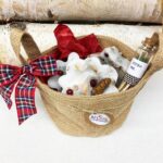 MINI BURLAP WINTER Basket, Snowflake Fire Starters, Holiday Bag of 10 Fire starters, Xmas Farmhouse Rustic Gift - Image 2