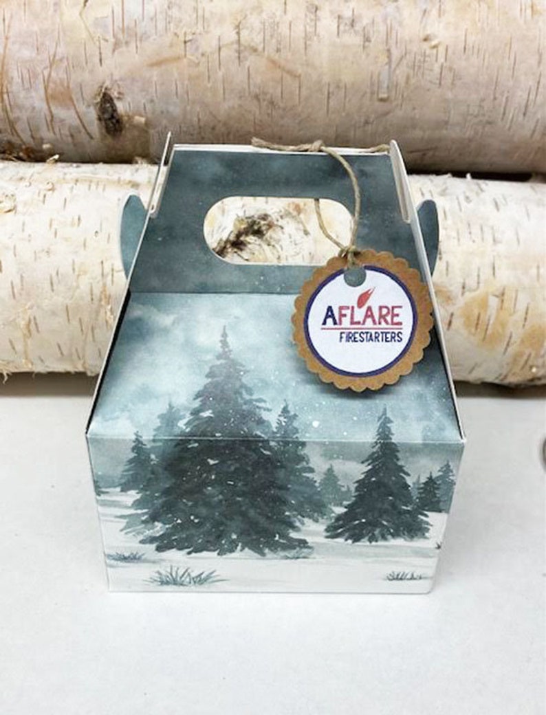 il_794xN.4291869082_sv2l.jpg SMALL WINTER SCENE Box 6 Fire Starters, Winter Housewarming Gift, Farmhouse Cozy Gift - Image 1