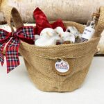 MINI BURLAP WINTER Basket, Snowflake Fire Starters, Holiday Bag of 10 Fire starters, Xmas Farmhouse Rustic Gift