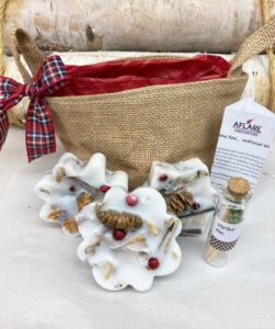 MINI BURLAP WINTER Basket, Snowflake Fire Starters, Holiday Bag of 10 Fire starters, Xmas Farmhouse Rustic Gift - Image 3