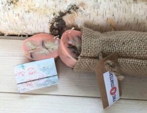 ROMANTIC GIFT FIRESTARTERS, Hygge Feminine Set of 4 Firestarters Burlap Bag, Rustic Romantic Farmhouse Valentine Gift