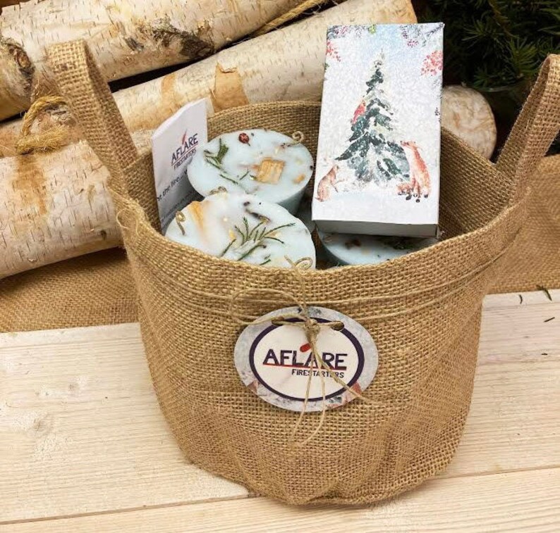 il_794xN.4478986217_ga5u.jpg SET OF 14 FIRESTARTERS, Whimsical Animals Fireplace Hearth Gift, Burlap Bag Fire Starters, Rustic Fire starters, Farmhouse Christmas Gift - Image 1