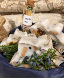 MINI BURLAP WINTER Basket, Snowflake Fire Starters, Xmas Holiday Bag of 10 Fire Starters, Xmas Country Farmhouse Rustic Gift, Mens Holiday - Image 4