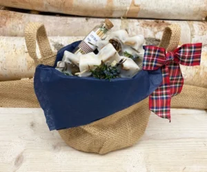 MINI BURLAP WINTER Basket, Snowflake Fire Starters, Xmas Holiday Bag of 10 Fire Starters, Xmas Country Farmhouse Rustic Gift, Mens Holiday - Image 2