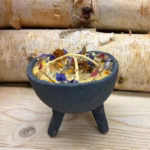 TABLETOP FIRE BOWL Cauldron, Sage & Wildflowers, Solo Magick Fire, Ritual Outdoor Table Fire Bowl, Natural Beeswax Soywax Fire Bowl